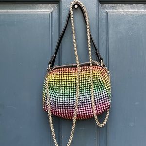 New Free People Prism Clutch Pochette Rainbow Crystal Sparkle Rhinestone Unused